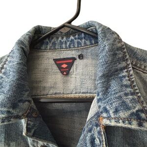 Madison Scotch Denim Jean jacket with leather sleeves Small Casual eclectic